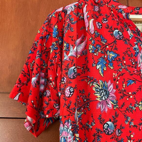 Anthropologie Maeve Blouse Floral Print Short Sleeve Size Small - Picture 4 of 9